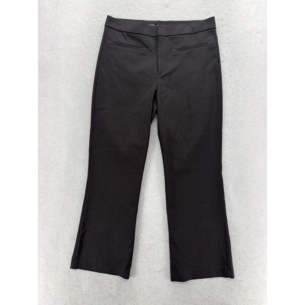 Zara Straight Leg Dress Pants Womens XL Black Twill Stretch Career Work Office